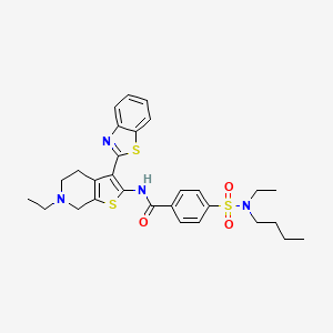molecular formula C29H34N4O3S3 B2969875 N-[3-(1,3-benzothiazol-2-yl)-6-ethyl-4H,5H,6H,7H-thieno[2,3-c]pyridin-2-yl]-4-[butyl(ethyl)sulfamoyl]benzamide CAS No. 449767-89-9