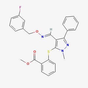 methyl 2-{[4-({[(3-fluorobenzyl)oxy]imino}methyl)-1-methyl-3-phenyl-1H-pyrazol-5-yl]sulfanyl}benzenecarboxylate
