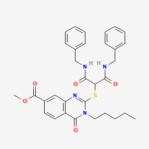 molecular formula C32H34N4O5S B2969880 methyl 2-{[bis(benzylcarbamoyl)methyl]sulfanyl}-4-oxo-3-pentyl-3,4-dihydroquinazoline-7-carboxylate CAS No. 443348-10-5