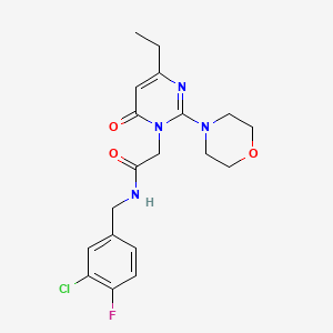 molecular formula C19H22ClFN4O3 B2969884 N-[(3-chloro-4-fluorophenyl)methyl]-2-[4-ethyl-2-(morpholin-4-yl)-6-oxo-1,6-dihydropyrimidin-1-yl]acetamide CAS No. 1251595-22-8