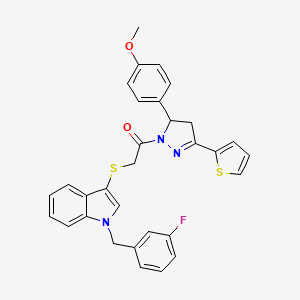 B2969909 2-((1-(3-fluorobenzyl)-1H-indol-3-yl)thio)-1-(5-(4-methoxyphenyl)-3-(thiophen-2-yl)-4,5-dihydro-1H-pyrazol-1-yl)ethanone CAS No. 681275-44-5