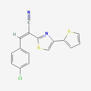 molecular formula C16H9ClN2S2 B2969936 (Z)-3-(4-chlorophenyl)-2-(4-(thiophen-2-yl)thiazol-2-yl)acrylonitrile CAS No. 332046-32-9