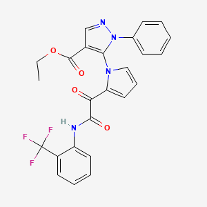 molecular formula C25H19F3N4O4 B2969952 ethyl 5-(2-{2-oxo-2-[2-(trifluoromethyl)anilino]acetyl}-1H-pyrrol-1-yl)-1-phenyl-1H-pyrazole-4-carboxylate CAS No. 477709-30-1