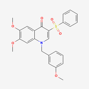 molecular formula C25H23NO6S B2969957 3-(benzenesulfonyl)-6,7-dimethoxy-1-[(3-methoxyphenyl)methyl]-1,4-dihydroquinolin-4-one CAS No. 866726-24-1