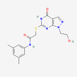 molecular formula C17H19N5O3S B2969960 N-(3,5-dimethylphenyl)-2-((1-(2-hydroxyethyl)-4-oxo-4,5-dihydro-1H-pyrazolo[3,4-d]pyrimidin-6-yl)thio)acetamide CAS No. 946205-99-8