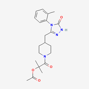 2-methyl-1-oxo-1-(4-((5-oxo-4-(o-tolyl)-4,5-dihydro-1H-1,2,4-triazol-3-yl)methyl)piperidin-1-yl)propan-2-yl acetate