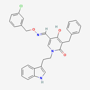 5-benzyl-4-hydroxy-1-[2-(1H-indol-3-yl)ethyl]-6-oxo-1,6-dihydro-3-pyridinecarbaldehyde O-(3-chlorobenzyl)oxime