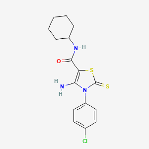 4-amino-3-(4-chlorophenyl)-N-cyclohexyl-2-thioxo-2,3-dihydrothiazole-5-carboxamide