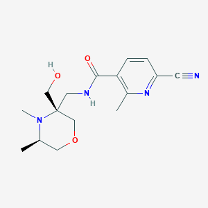 6-Cyano-N-[[(3S,5R)-3-(hydroxymethyl)-4,5-dimethylmorpholin-3-yl]methyl]-2-methylpyridine-3-carboxamide