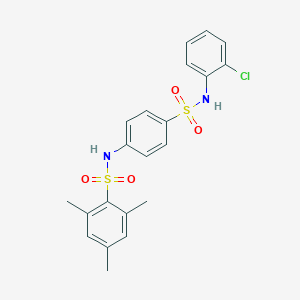 molecular formula C21H21ClN2O4S2 B297005 N-[4-[(2-chlorophenyl)sulfamoyl]phenyl]-2,4,6-trimethylbenzenesulfonamide 