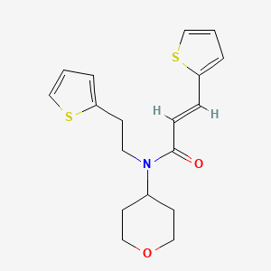 (E)-N-(tetrahydro-2H-pyran-4-yl)-3-(thiophen-2-yl)-N-(2-(thiophen-2-yl)ethyl)acrylamide