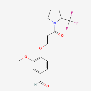 3-Methoxy-4-{3-oxo-3-[2-(trifluoromethyl)pyrrolidin-1-yl]propoxy}benzaldehyde