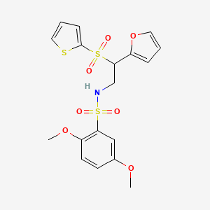 molecular formula C18H19NO7S3 B2970076 N-[2-(furan-2-yl)-2-(thiophene-2-sulfonyl)ethyl]-2,5-dimethoxybenzene-1-sulfonamide CAS No. 896330-30-6