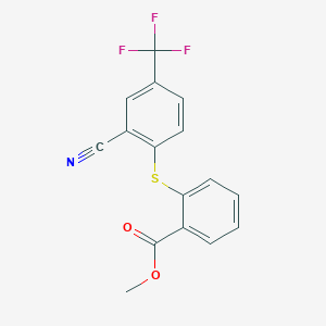 molecular formula C16H10F3NO2S B2970110 Methyl 2-{[2-cyano-4-(trifluoromethyl)phenyl]sulfanyl}benzenecarboxylate CAS No. 477866-75-4