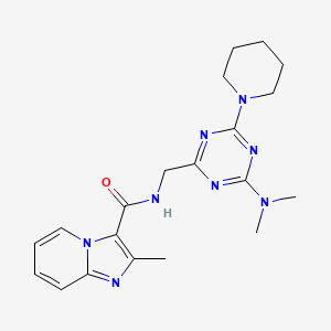 molecular formula C20H26N8O B2970118 N-((4-(dimethylamino)-6-(piperidin-1-yl)-1,3,5-triazin-2-yl)methyl)-2-methylimidazo[1,2-a]pyridine-3-carboxamide CAS No. 2034541-66-5