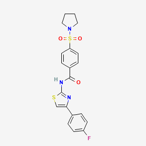 molecular formula C20H18FN3O3S2 B2970135 N-[4-(4-fluorophenyl)-1,3-thiazol-2-yl]-4-pyrrolidin-1-ylsulfonylbenzamide CAS No. 313251-85-3