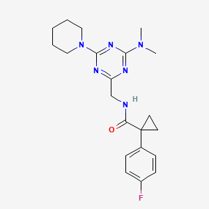 molecular formula C21H27FN6O B2970140 N-((4-(dimethylamino)-6-(piperidin-1-yl)-1,3,5-triazin-2-yl)methyl)-1-(4-fluorophenyl)cyclopropanecarboxamide CAS No. 2034209-97-5