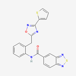 molecular formula C20H13N5O2S2 B2970177 N-(2-((3-(thiophen-2-yl)-1,2,4-oxadiazol-5-yl)methyl)phenyl)benzo[c][1,2,5]thiadiazole-5-carboxamide CAS No. 1797960-31-6
