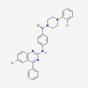 molecular formula C31H25BrClN5O B2970211 (4-((6-Bromo-4-phenylquinazolin-2-yl)amino)phenyl)(4-(2-chlorophenyl)piperazin-1-yl)methanone CAS No. 361480-86-6