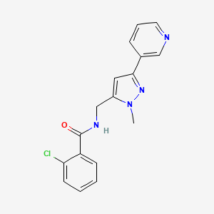 2-chloro-N-((1-methyl-3-(pyridin-3-yl)-1H-pyrazol-5-yl)methyl)benzamide