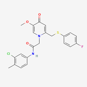 N-(3-chloro-4-methylphenyl)-2-(2-(((4-fluorophenyl)thio)methyl)-5-methoxy-4-oxopyridin-1(4H)-yl)acetamide