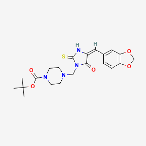 molecular formula C21H26N4O5S B2970349 tert-butyl 4-{[(4E)-4-[(2H-1,3-benzodioxol-5-yl)methylidene]-5-oxo-2-sulfanylideneimidazolidin-1-yl]methyl}piperazine-1-carboxylate CAS No. 865659-64-9