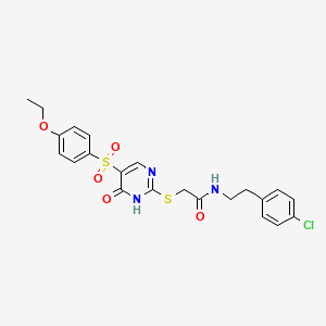 molecular formula C22H22ClN3O5S2 B2970360 N-[2-(4-chlorophenyl)ethyl]-2-({5-[(4-ethoxyphenyl)sulfonyl]-6-oxo-1,6-dihydropyrimidin-2-yl}sulfanyl)acetamide CAS No. 1223975-80-1