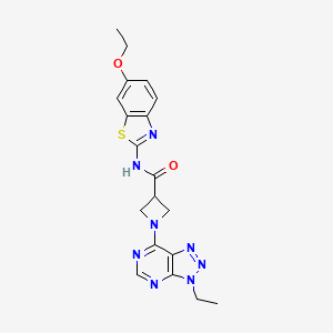 molecular formula C19H20N8O2S B2970390 N-(6-ethoxy-1,3-benzothiazol-2-yl)-1-{3-ethyl-3H-[1,2,3]triazolo[4,5-d]pyrimidin-7-yl}azetidine-3-carboxamide CAS No. 1448124-27-3