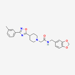 molecular formula C24H26N4O4 B2970401 N-[(2H-1,3-benzodioxol-5-yl)methyl]-2-{4-[3-(3-methylphenyl)-1,2,4-oxadiazol-5-yl]piperidin-1-yl}acetamide CAS No. 1251703-78-2