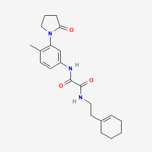 molecular formula C21H27N3O3 B2970407 N'-[2-(cyclohex-1-en-1-yl)ethyl]-N-[4-methyl-3-(2-oxopyrrolidin-1-yl)phenyl]ethanediamide CAS No. 941890-59-1