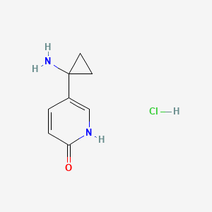 molecular formula C8H11ClN2O B2970474 5-(1-Aminocyclopropyl)-1H-pyridin-2-one;hydrochloride CAS No. 2460755-33-1