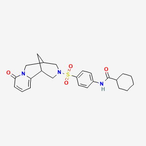 molecular formula C24H29N3O4S B2970478 N-(4-((8-oxo-5,6-dihydro-1H-1,5-methanopyrido[1,2-a][1,5]diazocin-3(2H,4H,8H)-yl)sulfonyl)phenyl)cyclohexanecarboxamide CAS No. 681270-00-8
