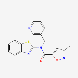 molecular formula C18H14N4O2S B2970499 N-(1,3-benzothiazol-2-yl)-3-methyl-N-[(pyridin-3-yl)methyl]-1,2-oxazole-5-carboxamide CAS No. 946228-63-3