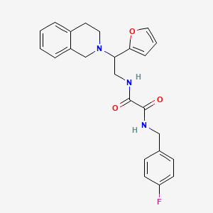 molecular formula C24H24FN3O3 B2970502 N1-(2-(3,4-dihydroisoquinolin-2(1H)-yl)-2-(furan-2-yl)ethyl)-N2-(4-fluorobenzyl)oxalamide CAS No. 903258-85-5