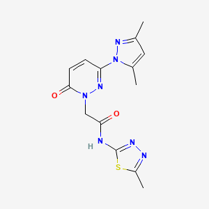 molecular formula C14H15N7O2S B2970529 2-(3-(3,5-dimethyl-1H-pyrazol-1-yl)-6-oxopyridazin-1(6H)-yl)-N-(5-methyl-1,3,4-thiadiazol-2-yl)acetamide CAS No. 1219577-13-5