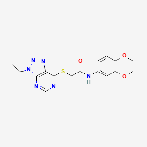 molecular formula C16H16N6O3S B2970537 N-(2,3-dihydro-1,4-benzodioxin-6-yl)-2-({3-ethyl-3H-[1,2,3]triazolo[4,5-d]pyrimidin-7-yl}sulfanyl)acetamide CAS No. 1058231-96-1