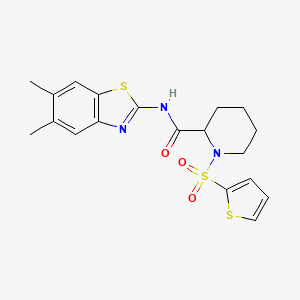 molecular formula C19H21N3O3S3 B2970539 N-(5,6-dimethylbenzo[d]thiazol-2-yl)-1-(thiophen-2-ylsulfonyl)piperidine-2-carboxamide CAS No. 1097615-59-2