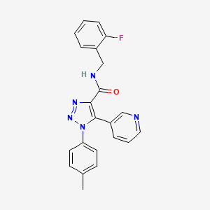 molecular formula C22H18FN5O B2970565 N-[(2-fluorophenyl)methyl]-1-(4-methylphenyl)-5-(pyridin-3-yl)-1H-1,2,3-triazole-4-carboxamide CAS No. 1207005-90-0