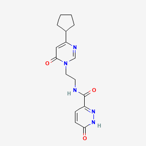 molecular formula C16H19N5O3 B2970575 N-(2-(4-cyclopentyl-6-oxopyrimidin-1(6H)-yl)ethyl)-6-oxo-1,6-dihydropyridazine-3-carboxamide CAS No. 1797586-70-9