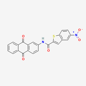 molecular formula C23H12N2O5S B2970586 N-(9,10-dioxo-9,10-dihydroanthracen-2-yl)-5-nitro-1-benzothiophene-2-carboxamide CAS No. 476309-58-7