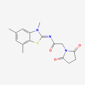 molecular formula C16H17N3O3S B2970601 (Z)-2-(2,5-dioxopyrrolidin-1-yl)-N-(3,5,7-trimethylbenzo[d]thiazol-2(3H)-ylidene)acetamide CAS No. 868370-70-1