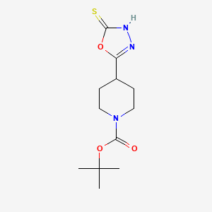 molecular formula C12H19N3O3S B2970605 Tert-butyl 4-(5-sulfanyl-1,3,4-oxadiazol-2-yl)piperidine-1-carboxylate CAS No. 889940-75-4