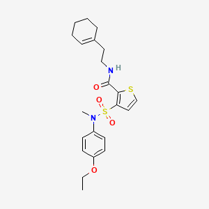 molecular formula C22H28N2O4S2 B2970623 N-(2-(cyclohex-1-en-1-yl)ethyl)-3-(N-(4-ethoxyphenyl)-N-methylsulfamoyl)thiophene-2-carboxamide CAS No. 1251693-24-9