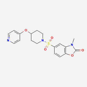 molecular formula C18H19N3O5S B2970636 3-methyl-5-((4-(pyridin-4-yloxy)piperidin-1-yl)sulfonyl)benzo[d]oxazol-2(3H)-one CAS No. 2034365-85-8