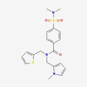 molecular formula C20H23N3O3S2 B2970665 4-(dimethylsulfamoyl)-N-[(1-methyl-1H-pyrrol-2-yl)methyl]-N-[(thiophen-2-yl)methyl]benzamide CAS No. 1251561-05-3
