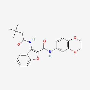 molecular formula C23H24N2O5 B2970692 N-(2,3-dihydro-1,4-benzodioxin-6-yl)-3-(3,3-dimethylbutanamido)-1-benzofuran-2-carboxamide CAS No. 888465-30-3