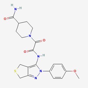 molecular formula C20H23N5O4S B2970755 1-({[2-(4-methoxyphenyl)-2H,4H,6H-thieno[3,4-c]pyrazol-3-yl]carbamoyl}carbonyl)piperidine-4-carboxamide CAS No. 941992-34-3