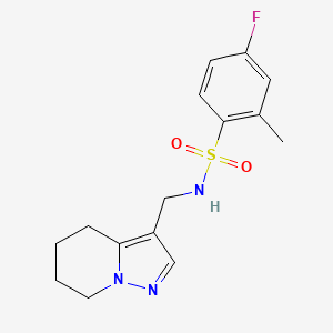molecular formula C15H18FN3O2S B2970918 4-fluoro-2-methyl-N-({4H,5H,6H,7H-pyrazolo[1,5-a]pyridin-3-yl}methyl)benzene-1-sulfonamide CAS No. 2034547-50-5