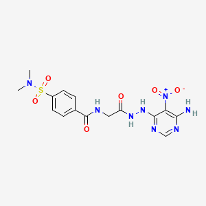 molecular formula C15H18N8O6S B2970947 N-{[N'-(6-AMINO-5-NITROPYRIMIDIN-4-YL)HYDRAZINECARBONYL]METHYL}-4-(DIMETHYLSULFAMOYL)BENZAMIDE CAS No. 450346-17-5