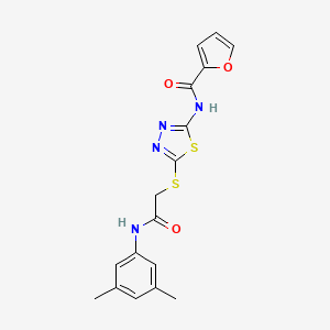 molecular formula C17H16N4O3S2 B2970952 N-[5-({[(3,5-dimethylphenyl)carbamoyl]methyl}sulfanyl)-1,3,4-thiadiazol-2-yl]furan-2-carboxamide CAS No. 392296-21-8